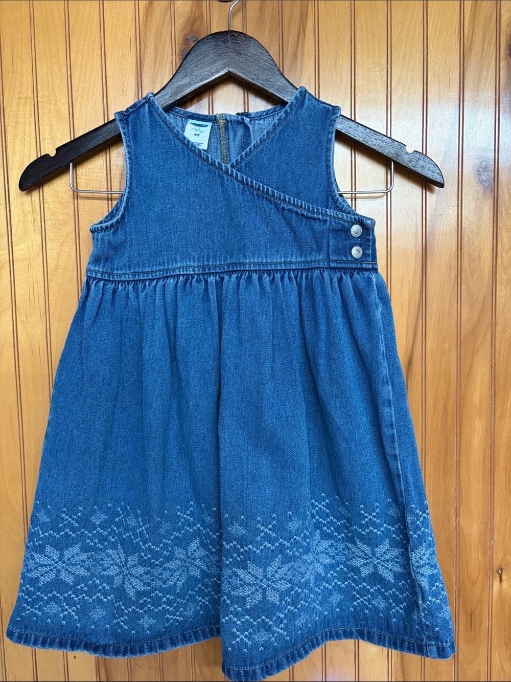 Vintage 2002 Old Navy Denim Snowflake Dress 4T Hallmark Holiday